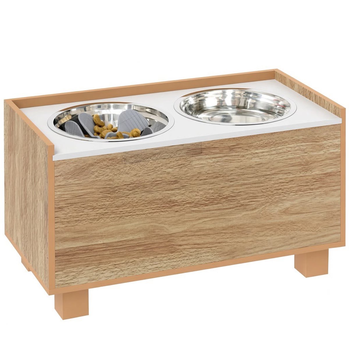 Atlasyx voerbak hond - Antischrokbak hond - Hondenvoerbak - Hondenbak - Slow feeder hond - 2 kommen van 2 L - 60 x 30 x 35,5 cm