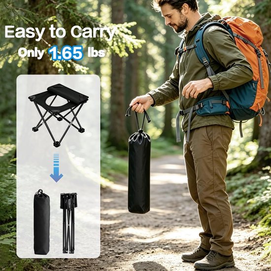 1 stuk - Draagbaar krukje - Opvouwbaar campingtoiletkrukje - Compact reistoilet met deksel - Lichtgewicht noodtoilet - Krukje met afmetingen 33 cm * 33 cm * 32 cm - Geschikt voor buitenactiviteiten, campers, auto's en wandeltochten — afbeelding 3