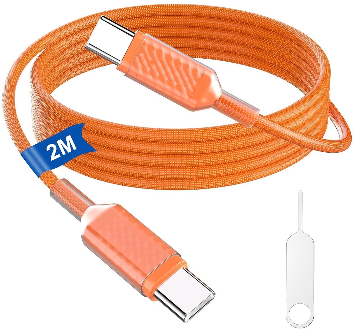 Krachtige 60W 3A Oplaadkabel voor iPhone en Android Auto, 2 meter Nylon Gevlochten USB C naar USB C Snelladen en Gegevensoverdracht voor Samsung en andere smartphones