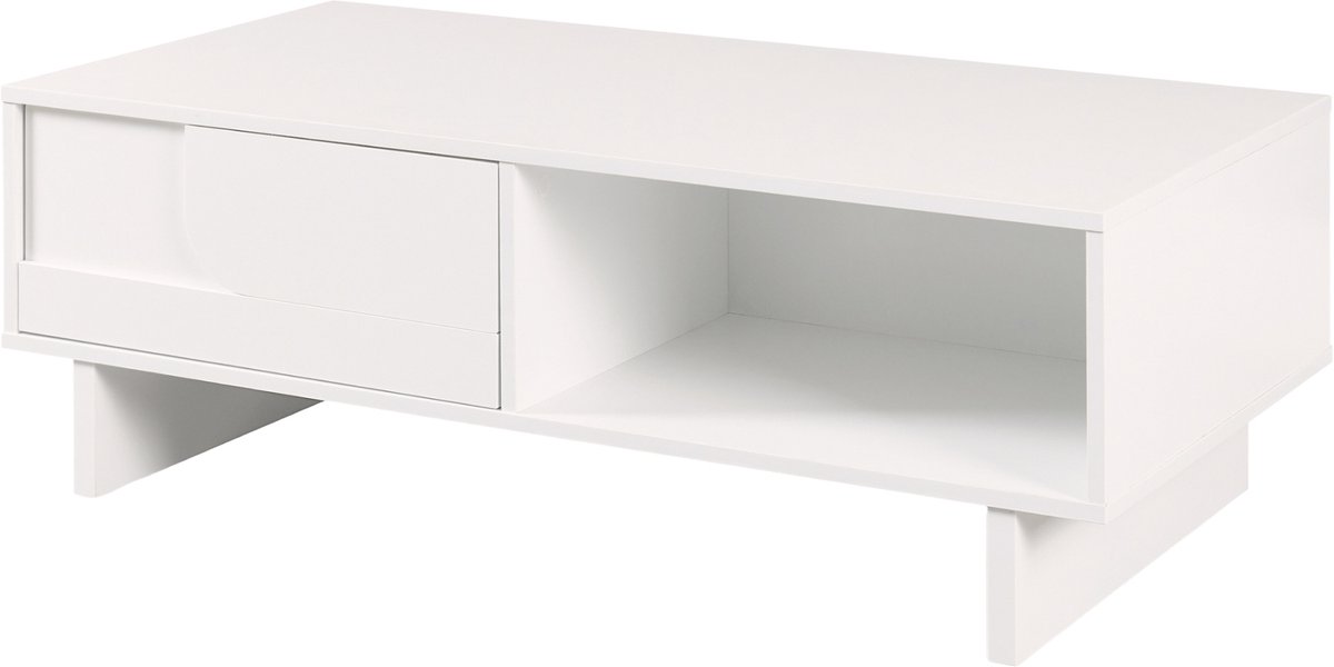 Salontafel Katanshumn met lade open vakken 110x55x39 cm wit [en.casa]