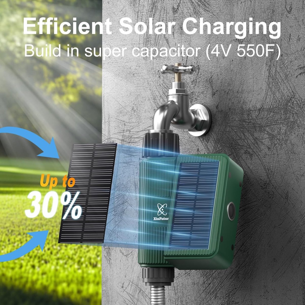 XinFuture Draadloze sproeitimer op zonne-energie, intelligente watertimer voor tuinslangen, automatisch - ShopVlot