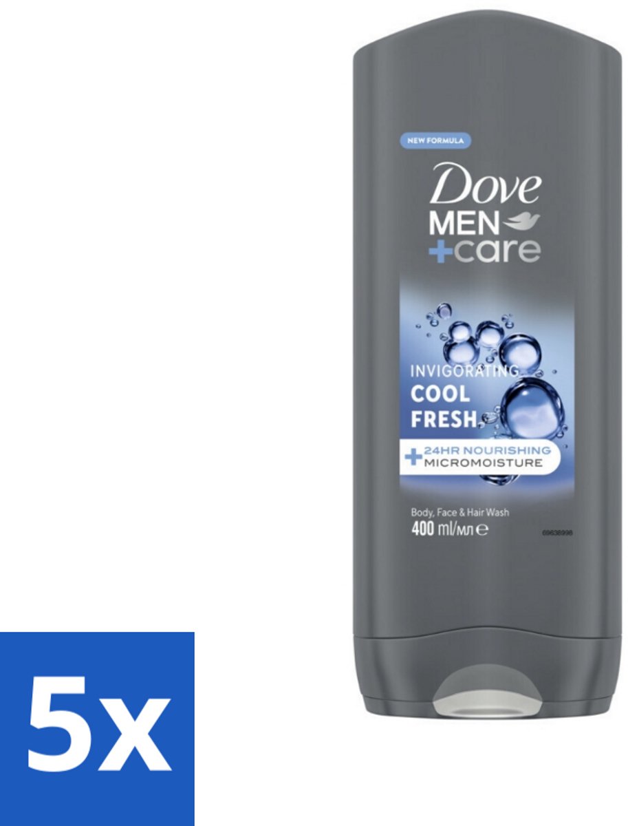 5 x Dove - Douchegel - Men+ Care Cool Fresh - Verfrissend en energiegevend - 400 ml - Douchegel Voor Mannen - Verfrissend Douchegel - Hydraterende Douchegel - Micromoisture Technologie - Douchegel Voor Lichaam