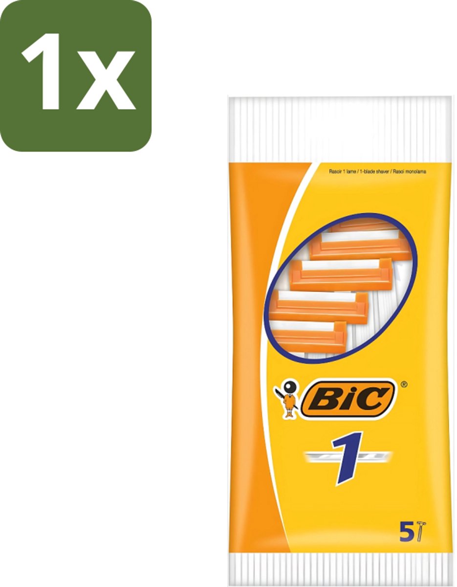 1 x Bic - Scheermesjes - Enkel Mesje - Wegwerpmesjes - 5 Scheermesjes - Scheermesje - Wegwerpmesje - Enkel Mesje - Roestvrij Staal Mesje - Chroomcoating