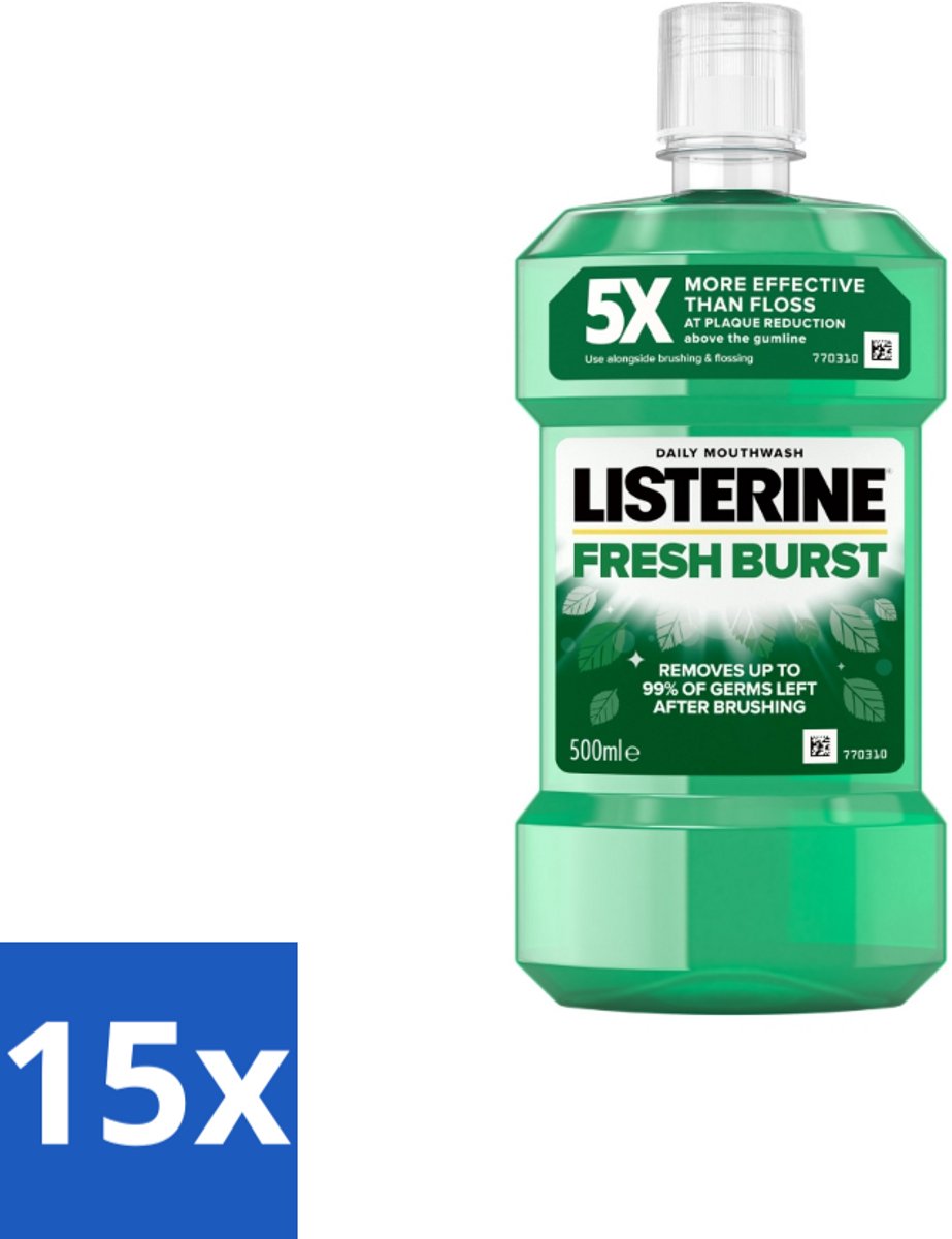 Listerine - Mondwater - Fresh Burst - Sterk Gebit - 500 ml - Bulkverpakking - 15 stuks