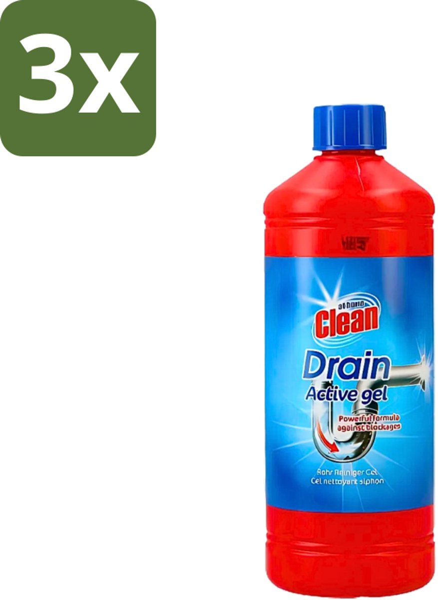 3 x At Home - Clean - Afvoer Ontstopper - Gel - Sterk - 1 L - Afvoer Ontstopper Gel - Afvoer Ontstopper - Verstopping Oplossen - Afvoer Verstopt - Afvoer Ontstoppen