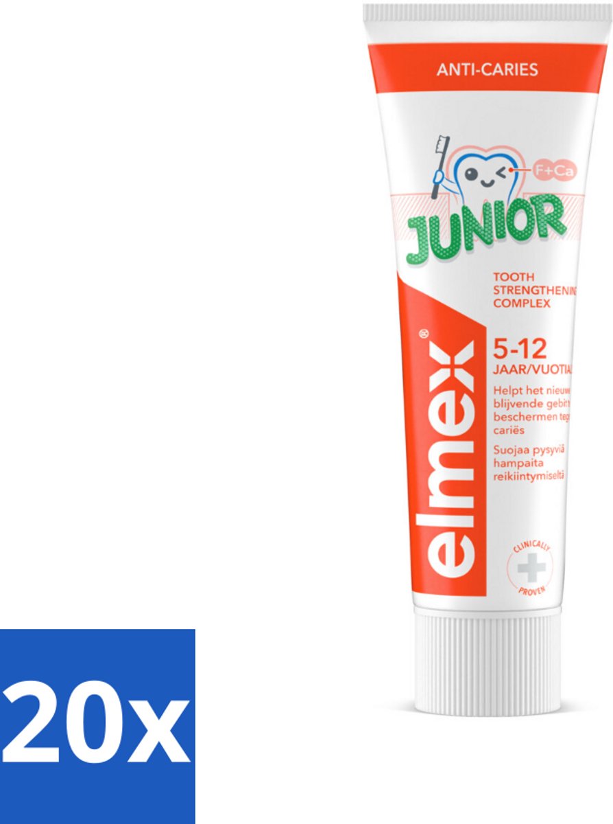 20 x Elmex Gel-Tandpasta Junior (5-12 Jaar) 75 ml - Tandpasta Voor Kinderen - Gaatjesbescherming - Aminfluoride - Tandpasta Gel - Kindertandpasta