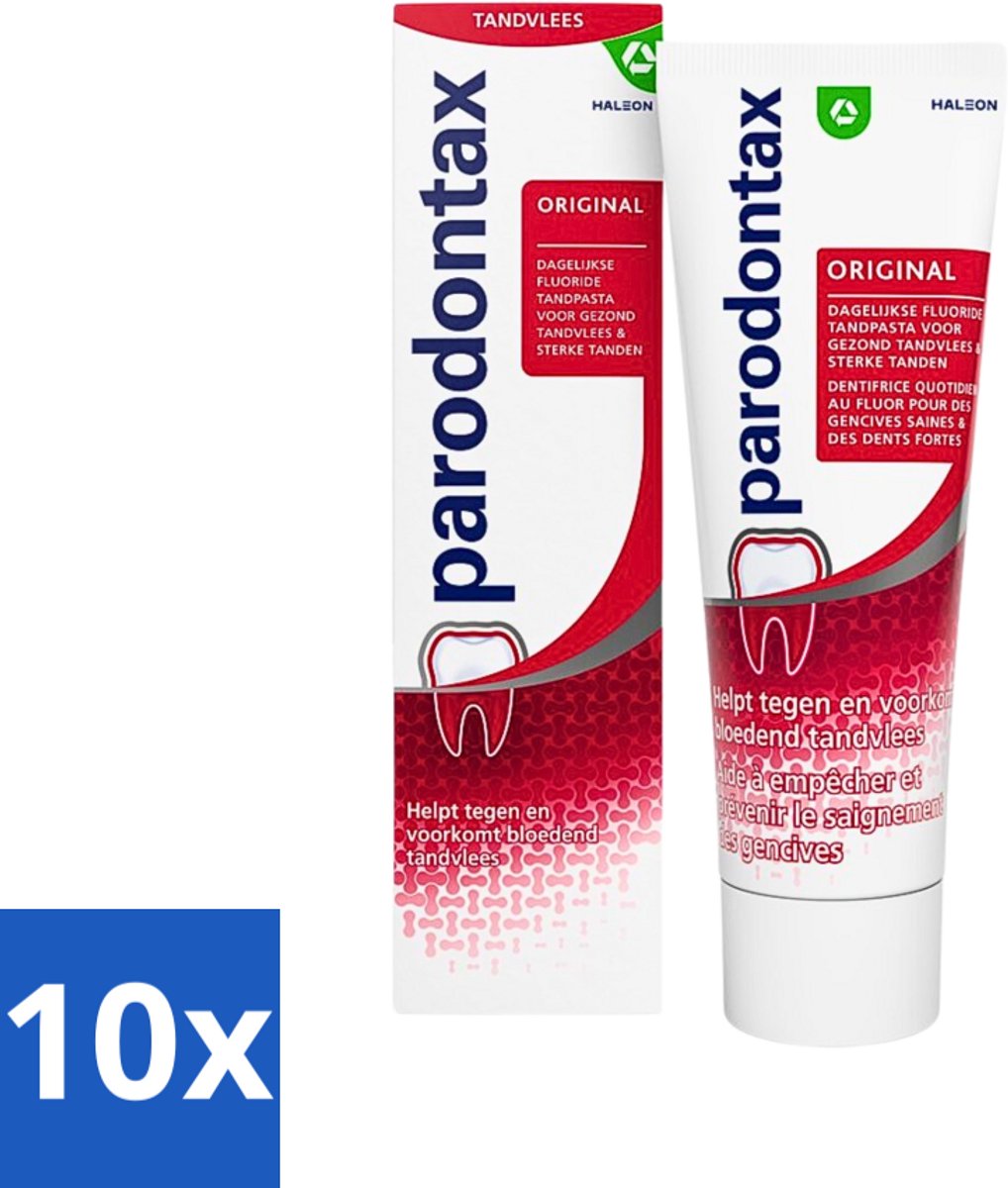 Parodontax - Tandpasta - Original - Versterkt Tandvlees & Verwijdert Tandplak - 75 ml - Bulkverpakking - 10 stuks