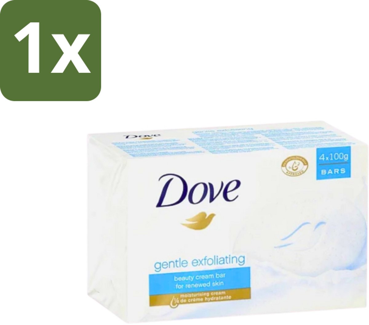 1 x Dove - Zeep - Gentle Exfoliating - Verfrissend - 4 x 100 g - Dove Beauty Bar - Exfolierende Zeep - Zachte Huid - Huidverzorging - Vochtige Huid