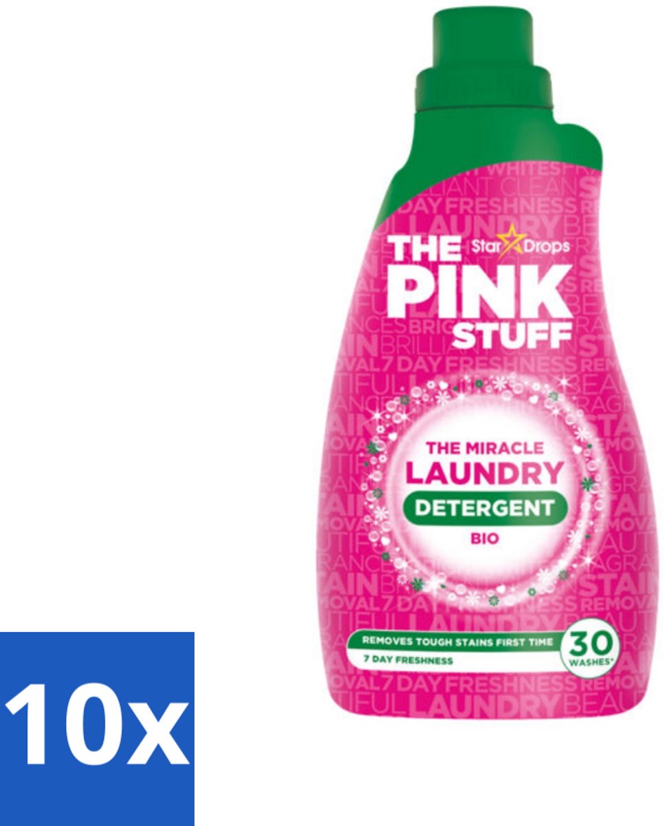 10 x The Pink Stuff BIO - Wasgel - Wasmiddel - Biologisch - 30 Wasbeurten - 960ml - Wasgel - Biologisch Wasmiddel - Wasmiddel Voor Gekleurde Kleding - Vlekken Verwijderen - Frisse Geur