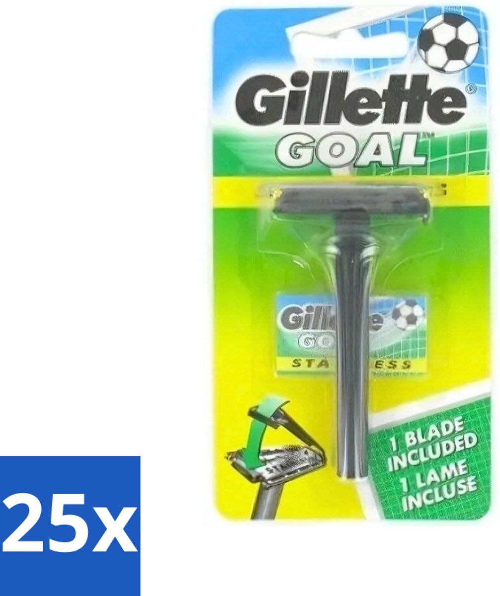 25 x Gillette - Goal - Scheerset - Stainless Steel - Duurzaam en scherp - 1 Scheermesje - Scheermes - Mesjes - Scheersysteem - Gillette Goal - Stainless Steel
