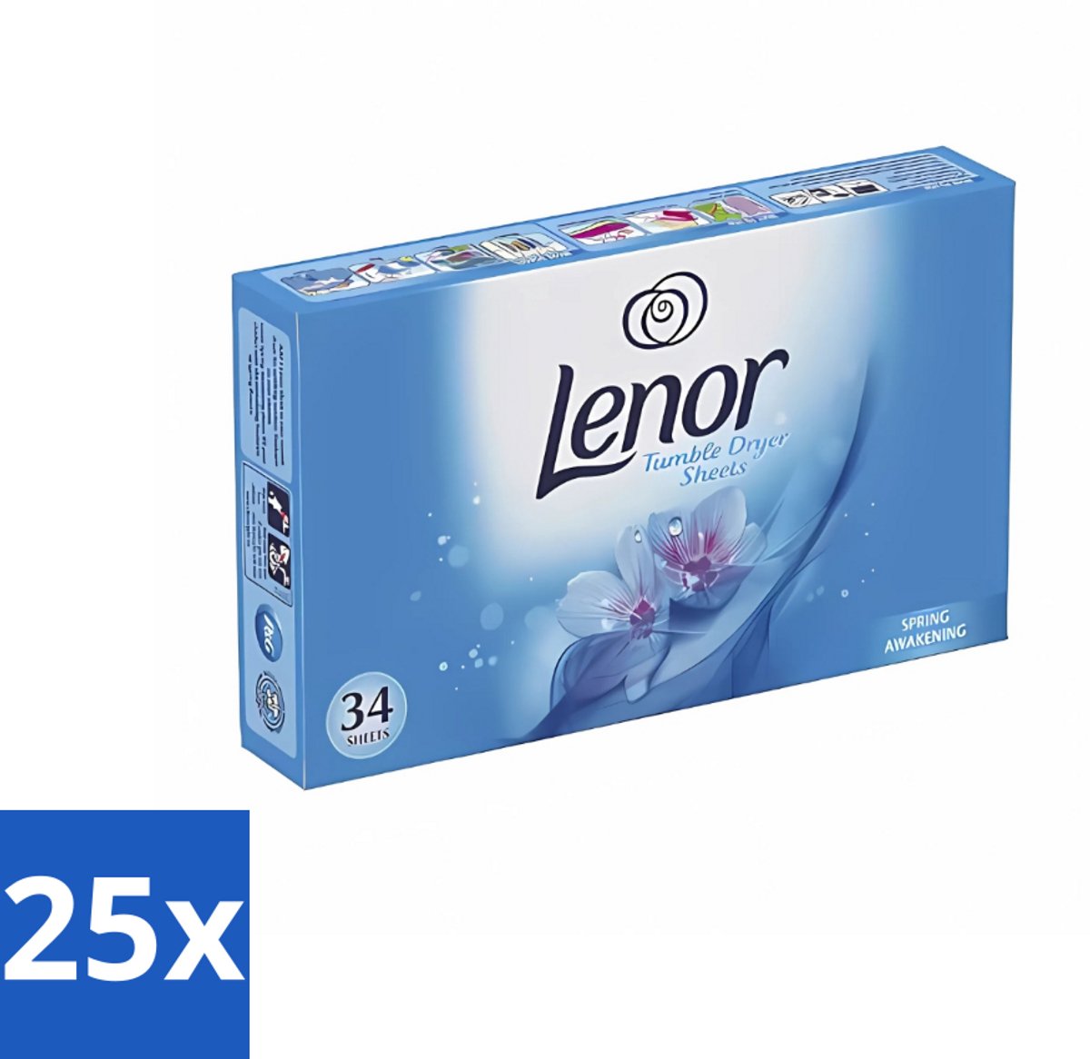 25 x Lenor - Droogtrommeldoekjes - Spring Awakening - 34 Doekjes - Droogtrommeldoekjes - Droogtrommel - Droogtrommeldoek - Frisheid - Voorjaar