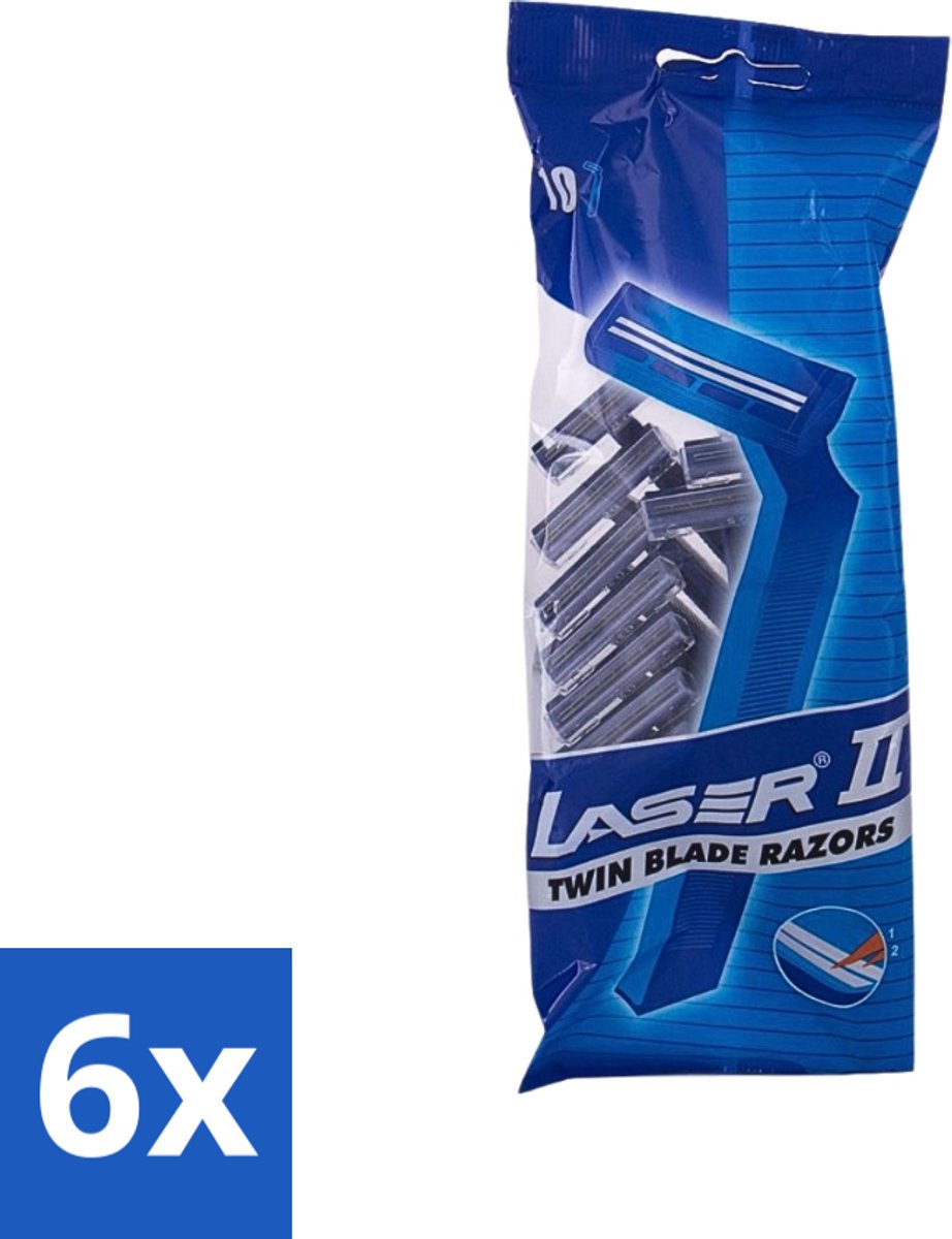6 x Laser 2 - Ready Razor - Wegwerp - Voor Mannen - 10 Mesjes - Scheermesjes - Wegwerp Scheermesjes - Laser Scheermesjes - 2-bladige Scheermesjes - Scheerbeurt