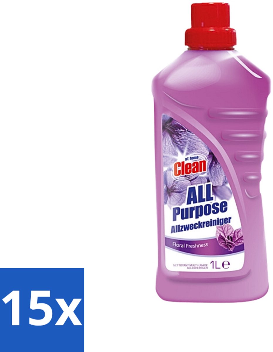 At Home - Clean - Allesreiniger - Floral - Verfrissened - 1 L - Bulkverpakking - 15 stuks