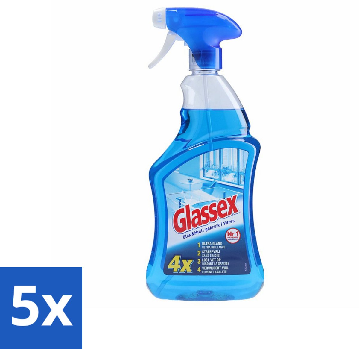 Glassex Glas & Multi Schoonmaakspray 750 ml - Bulkverpakking - 5 stuks