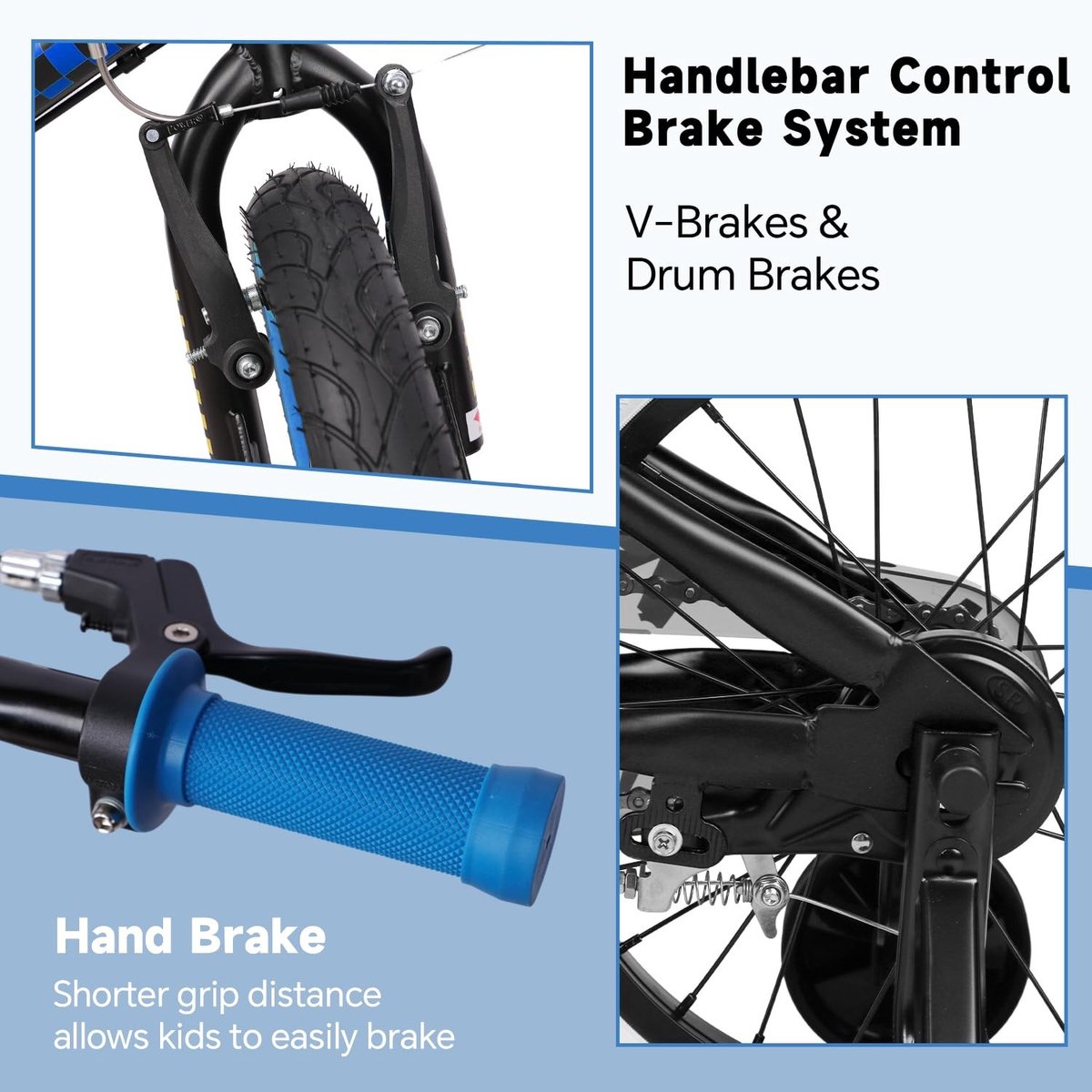 Solidchoice - BMX-Stijl Kinderfiets 16 Inch met Steunwielen en Handremmen