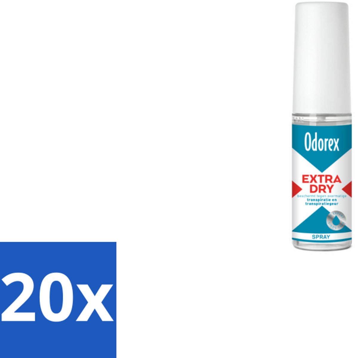 20 x Odorex Extra Dry Pompspray 30 ml - Extra Droog - Overmatig Zweten - Intens Droog - Pompspray - Deodorant