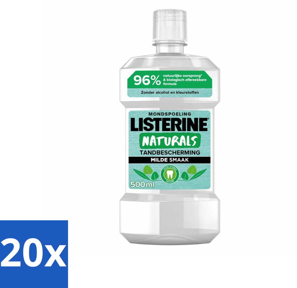 20 x Listerine Naturals Mondwater Tandbescherming 500 ml - Mondspoeling - Mondwater - Tandbescherming - Natuurlijk Mondwater - Tandgezondheid