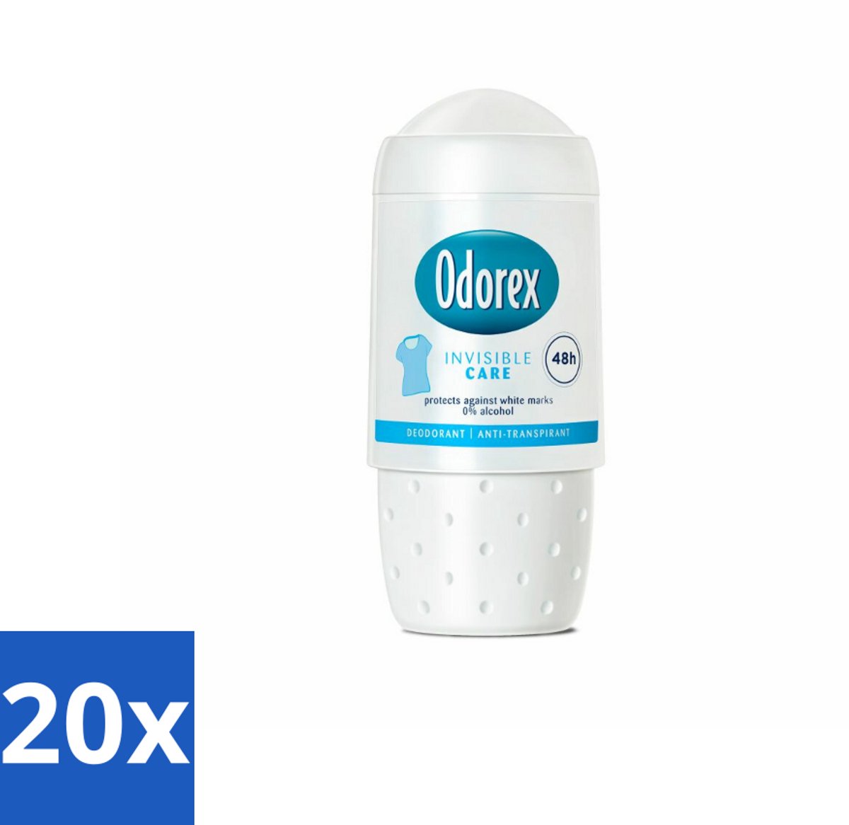 20 x Odorex Deodorant Roller Invisible Care 50 ml - Onvisibel Zweetbehandeling - Witte Strepen Voorkomen - Anti-witte Strepen - Zweetbehandeling - Onzichtbare Deodorant