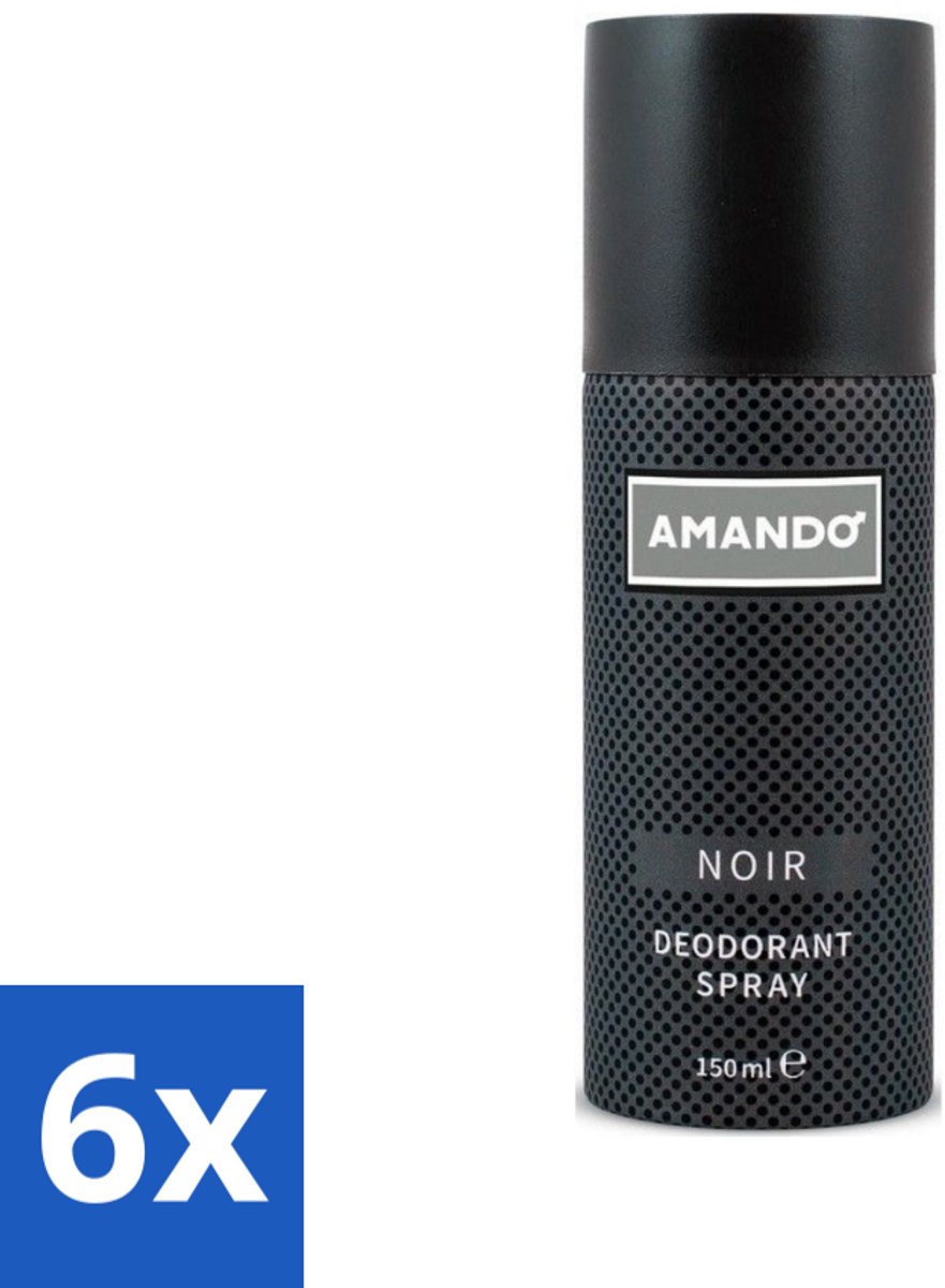 6 x Amando - Noir - Deodorant - Spray - 150 ml - Amando Noir Deodorant Spray - Deodorant Spray Voor Mannen - Klassieke Geur - Langdurige Bescherming - Mannelijke Geur