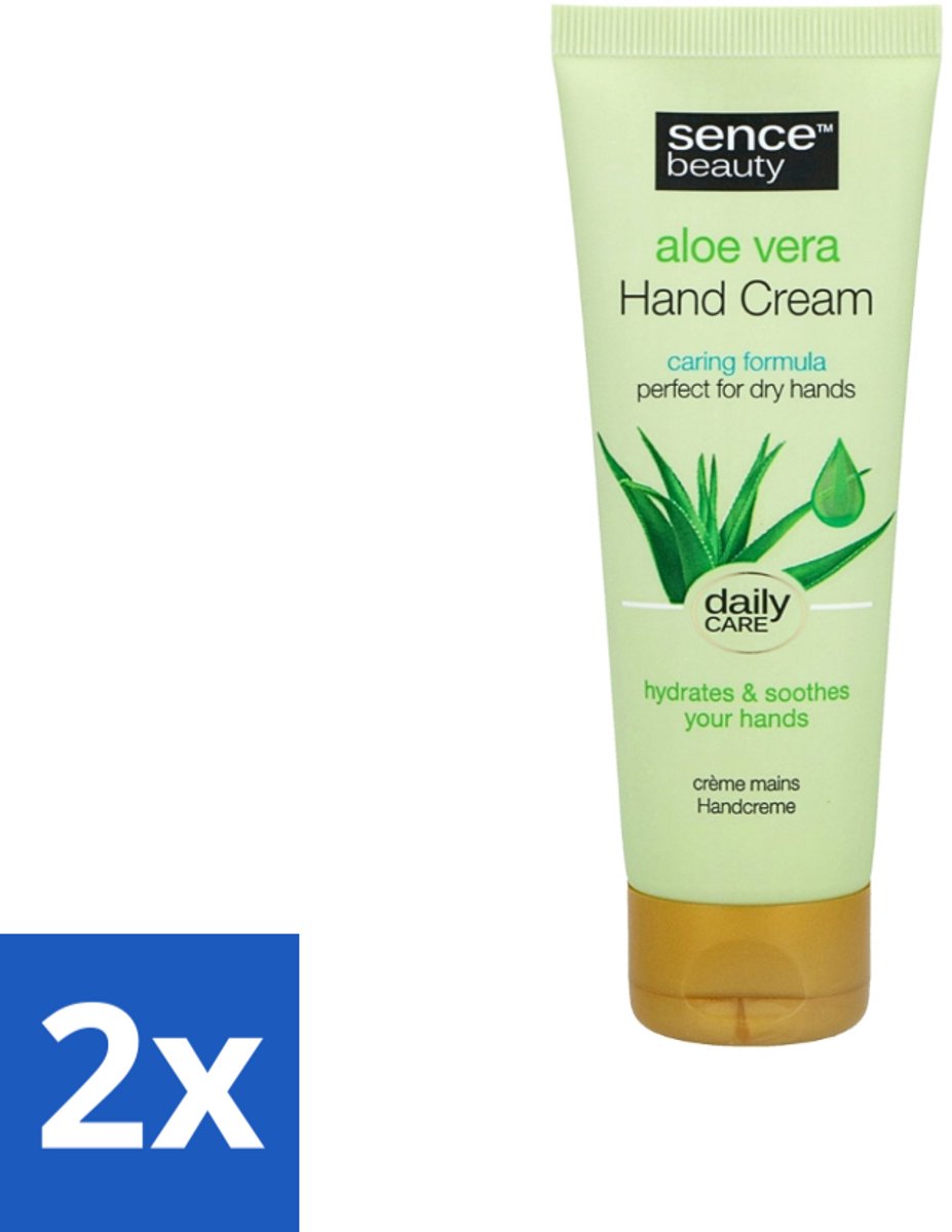 2 x Sence - Aloë Vera - Handcrème - Hydraterend - 75 ml - Handcrème Aloë Vera - Handverzorging - Droge Handen - Handen Verzachten - Handen Hydrateren