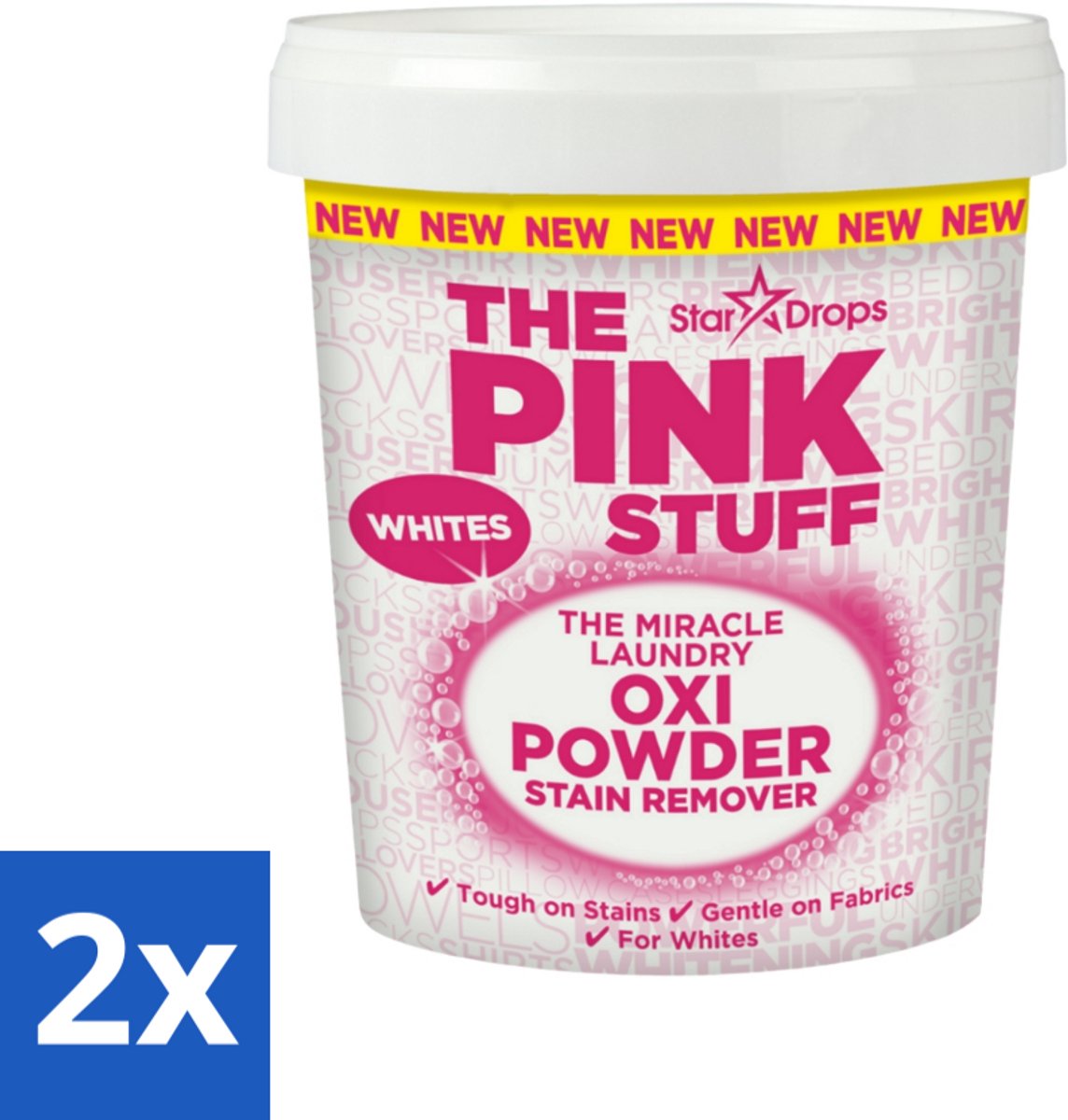 2 x The Pink Stuff - Vlekverwijderaar - Voor Witte Was - 1kg - Vlekverwijderaar - Witte Was - Vlekkenverwijderaar - Voorwasmiddel - Wasmiddel
