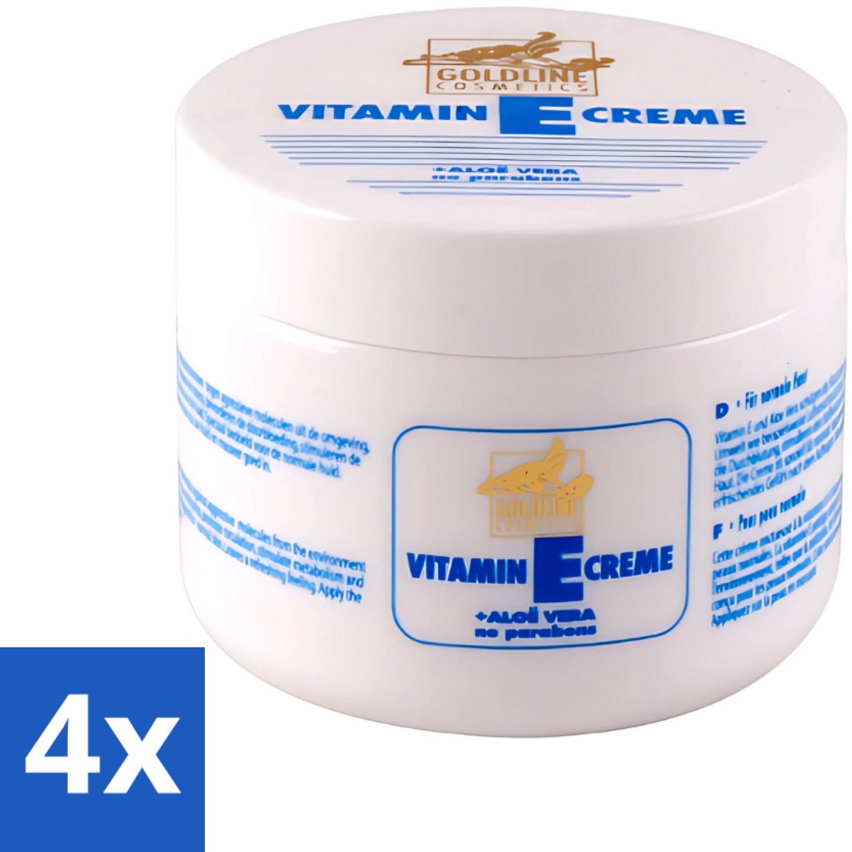 4 x Goldline - Bodycrème - Vitamine-E & Aloë Vera - Normale Huid - Hydraterend - 250 ml - Bodycrème - Vitamine E - Aloë Vera - Hydraterend - Huidverzorging