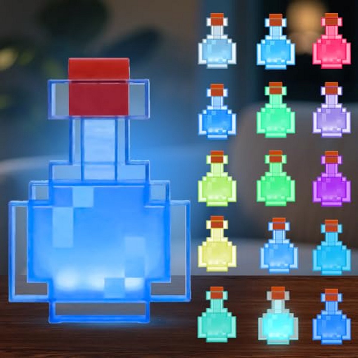 Magische Drinkfles Lamp met 15 Kleuren, Oplaadbare LED Sfeerlamp met Schudfunctie, Nachtlampje voor Kinderkamer, Speelkamer en Feestelijke Decoratie