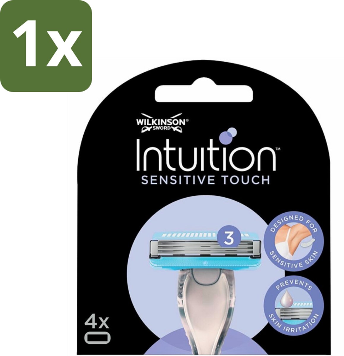 1 x Wilkinson - Navulmesjes Intuition Sensitive Touch - Met Aloe Vera - 3 scheermesjes - Scheermesjes - Gevoelige Zones - Aloe Vera - Cacaoboter - Curve-sensing