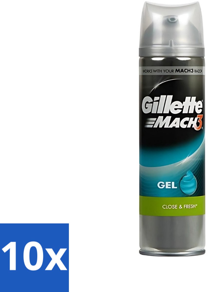 10 x Gillette - Mach3 - Scheergel - Complete Defense Extra Comfort - Verzorgend - 200 ml - Scheergel - Complete Defense - Extra Comfort - Huid Verzorging - Gevoelige Huid