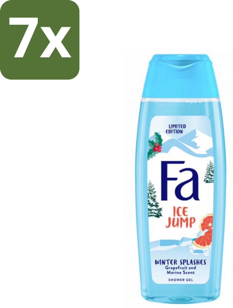 7 x Fa - Douchegel - Winter Splashes Ice Jump - Frisse Geur & Verfrissing - Verzorgend - 250 ml - Douchegel - Winter - Zeebries - Grapefruit - Verfrissend