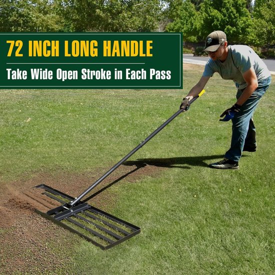 Lange Handgreep Tuin Rake voor het Egaliseren van Grond, 91 cm Tuin Gereedschap voor Efficiënte Bodemverdeling en Grondbewerking — afbeelding 4