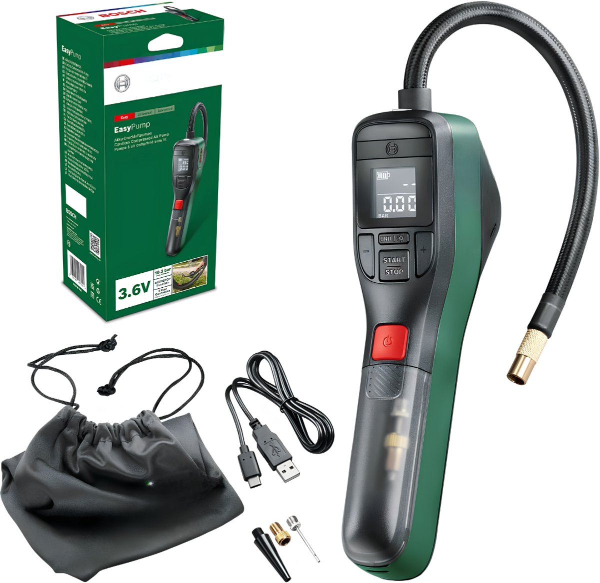 TYR® Compressor Bandenpomp - Draagbare Luchtcompressor - Luchtcompressor - Groen - 22cm x 5cm x 11cm