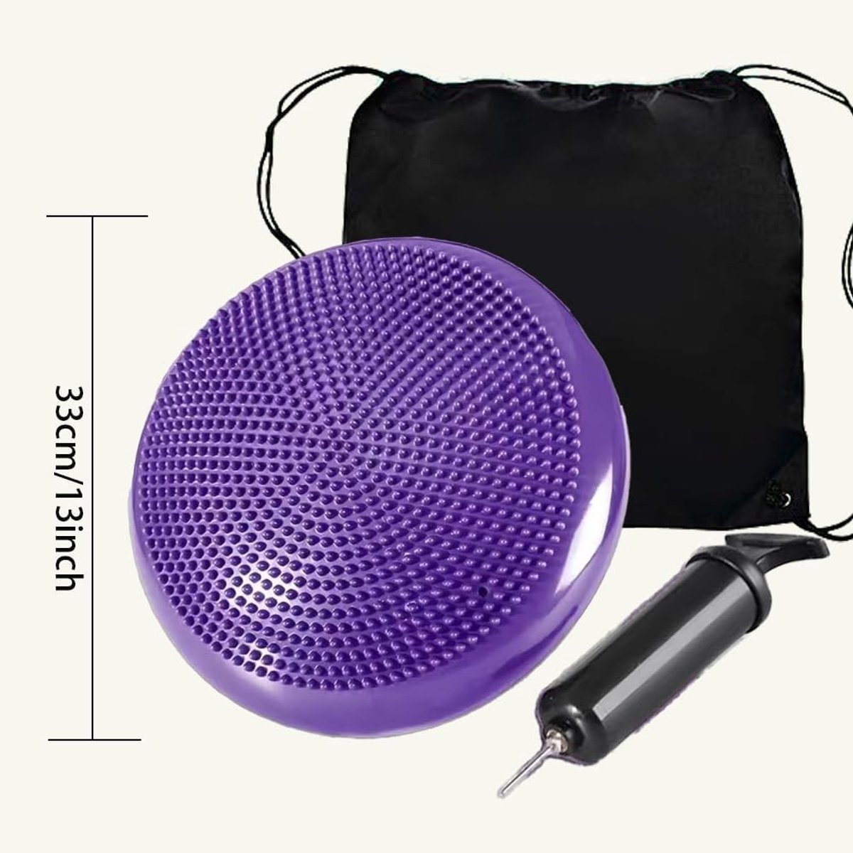 Fitnesmat - Lila - Diameter 33 cm - Verstelbaar met Luchtpomp - Voor Kinderen en Volwassenen