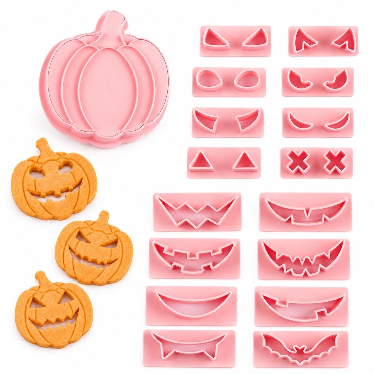 Solidchoice - 14-delige Halloween Koekjesuitsteekset met Pompoenontwerpen