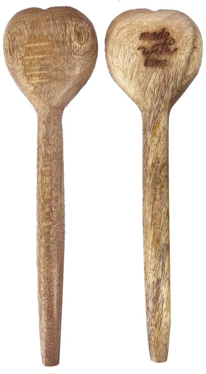 Natuurlijke Mango Houten Hart Houten Lepels (Paar van 2) - ShopVlot