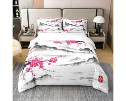 Elzusha - Japanse Stijl Dekbedovertrek Set met Sakura Bloesem Design