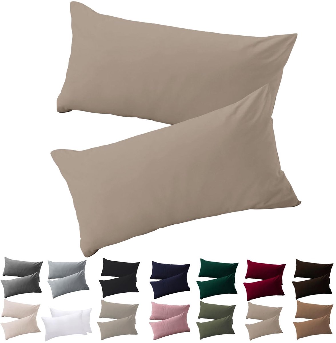 Elzusha - Set van 2 Kussenhoezen 40 x 70 cm in Beige