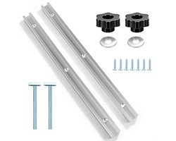 T-Track Aluminium Profiel 300mm met Zelftappende Schroeven voor Houtbewerking - 2 Stuks, C-profiel, Silver