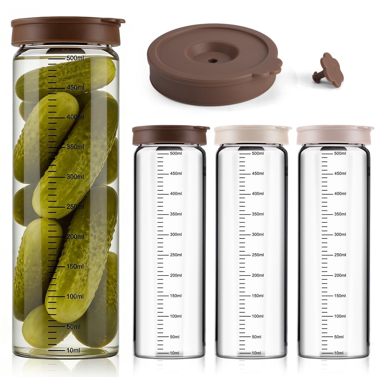Elzusha - Fermenteerglas Set met Ontluchtingsventiel (500 ml, 2-pack)