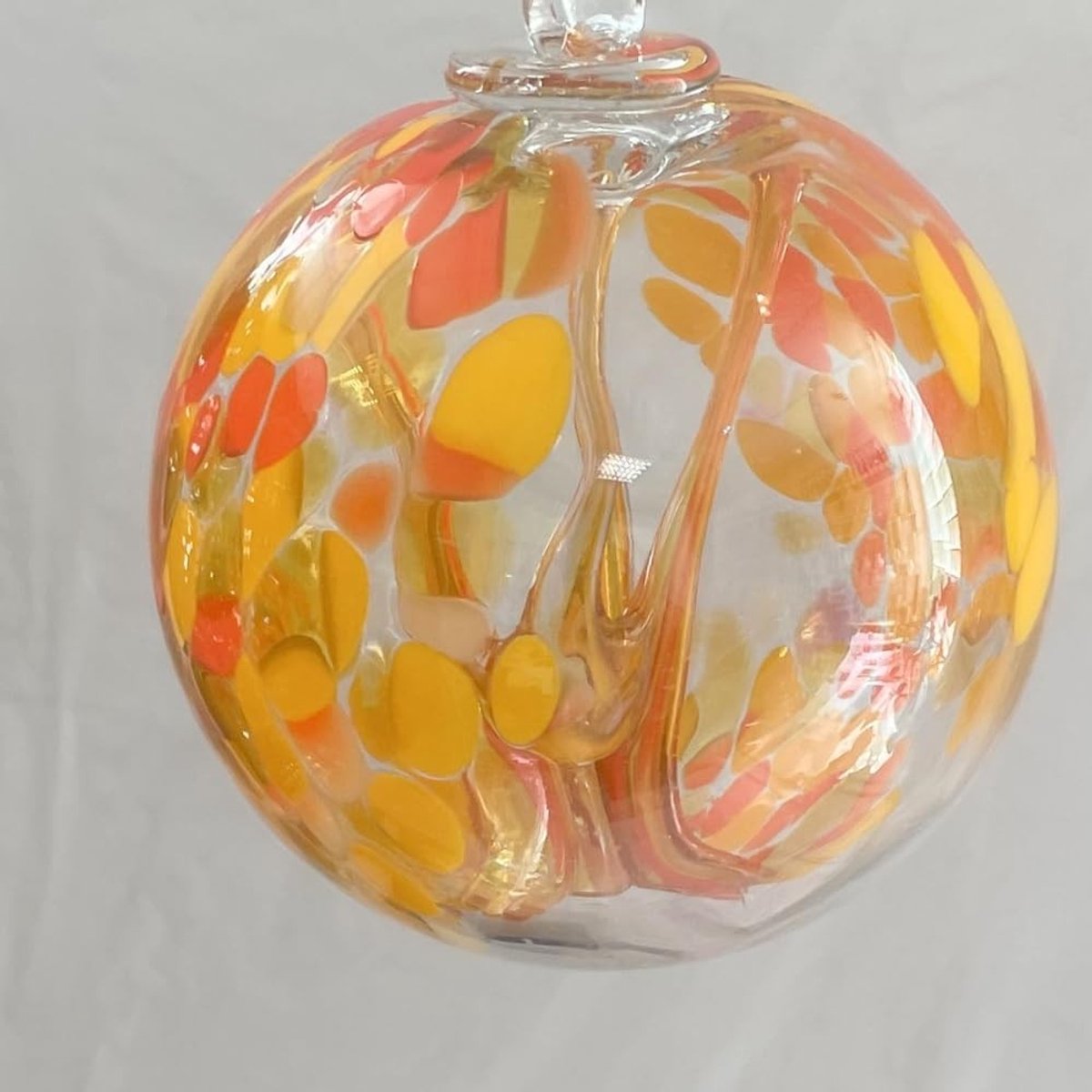 Elzusha - Hangende Glazen Bal Ornament Geel Oranje 15cm