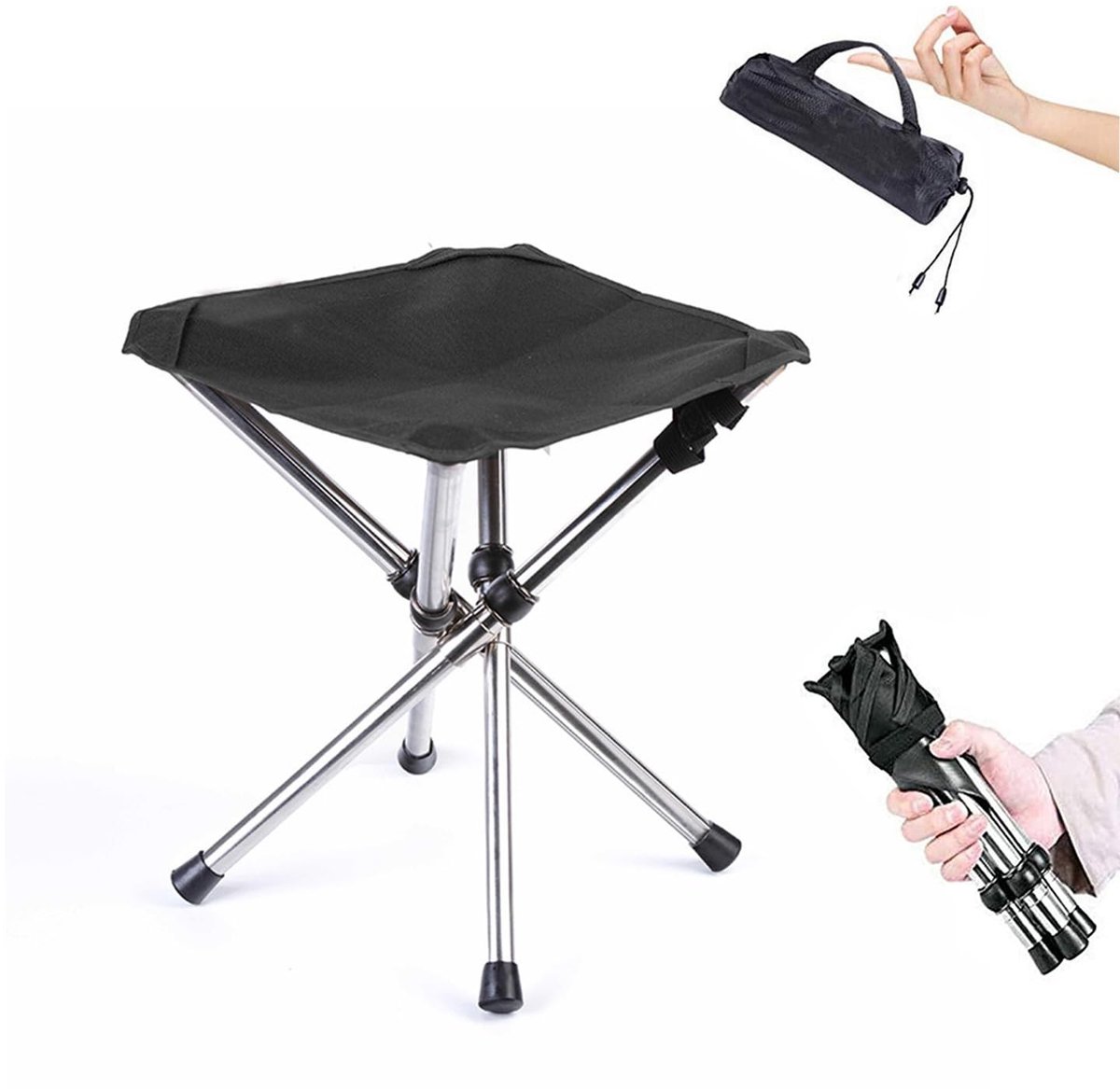 Elzusha - Draagbare Telescopische Opvouwbare Campingstoel - Compact en Lichtgewicht tot 120kg