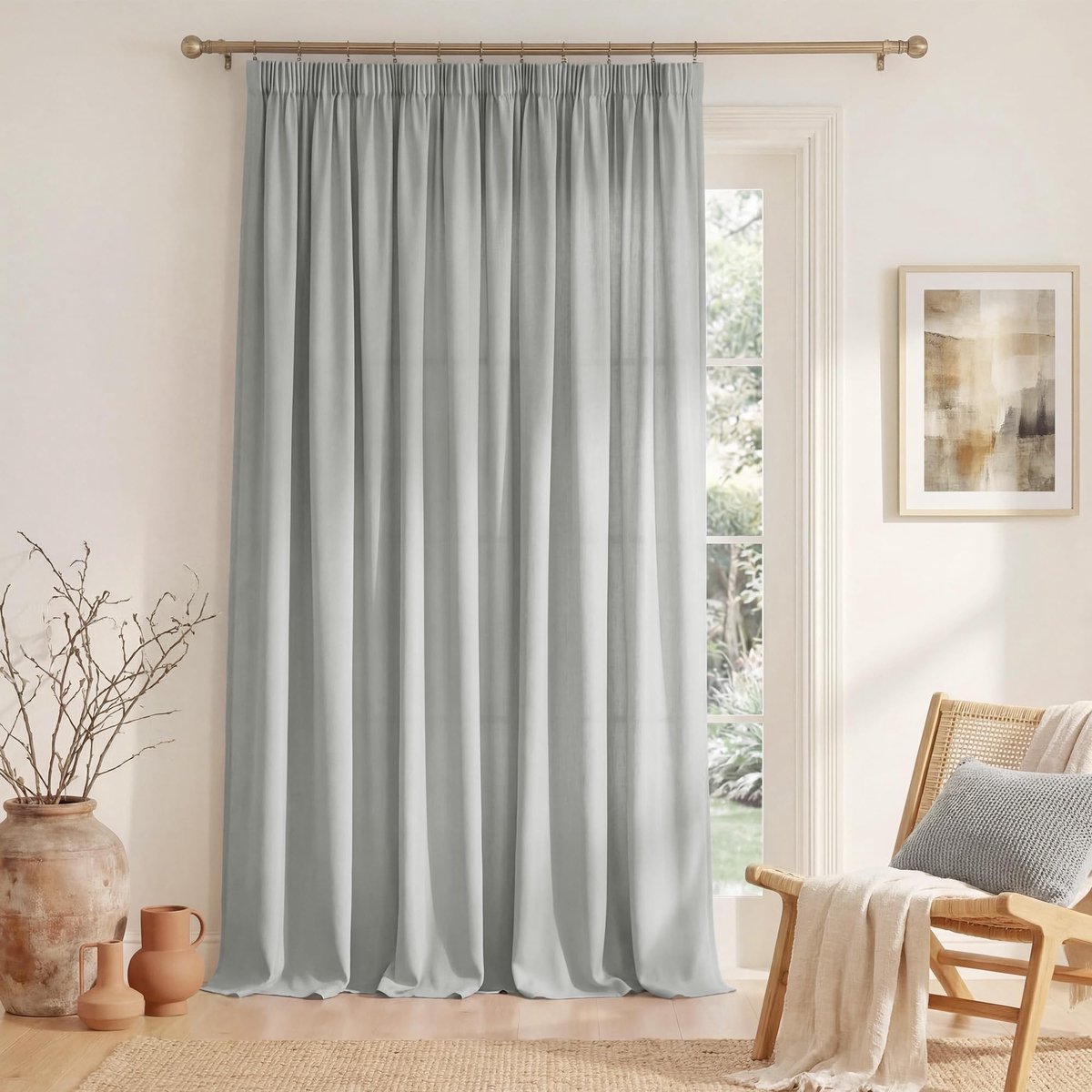 Elzusha - Semi-Transparante Privacy Gordijn 300x240 cm - Lichtgrijs voor Woonkamer