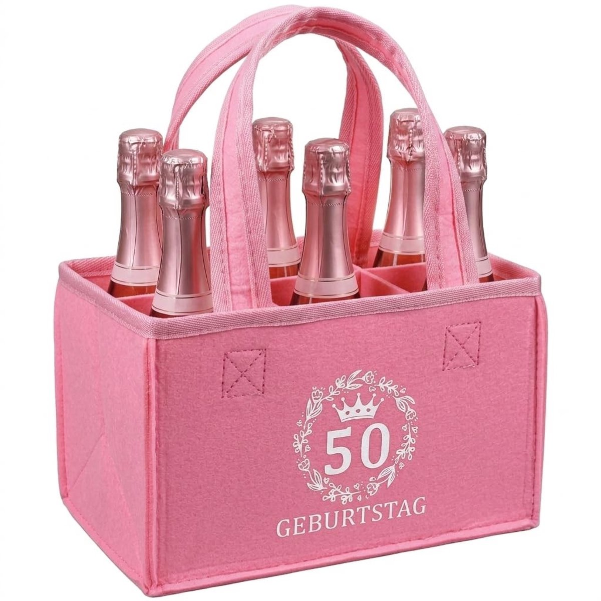 Elzusha - Flessentas van Vilt voor 6 Flessen, Roze