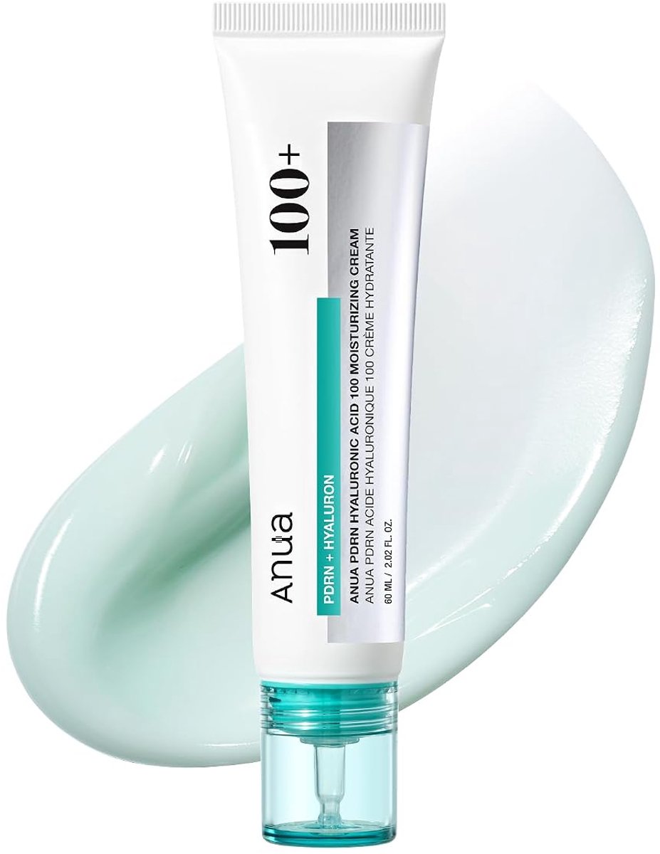 Anua PDRN Hyaluronic Acid 100 Moisturising Cream – 60 ml – Hydraterende Gezichtscrème met PDRN & Hyaluronzuur – Koreaanse Skincare