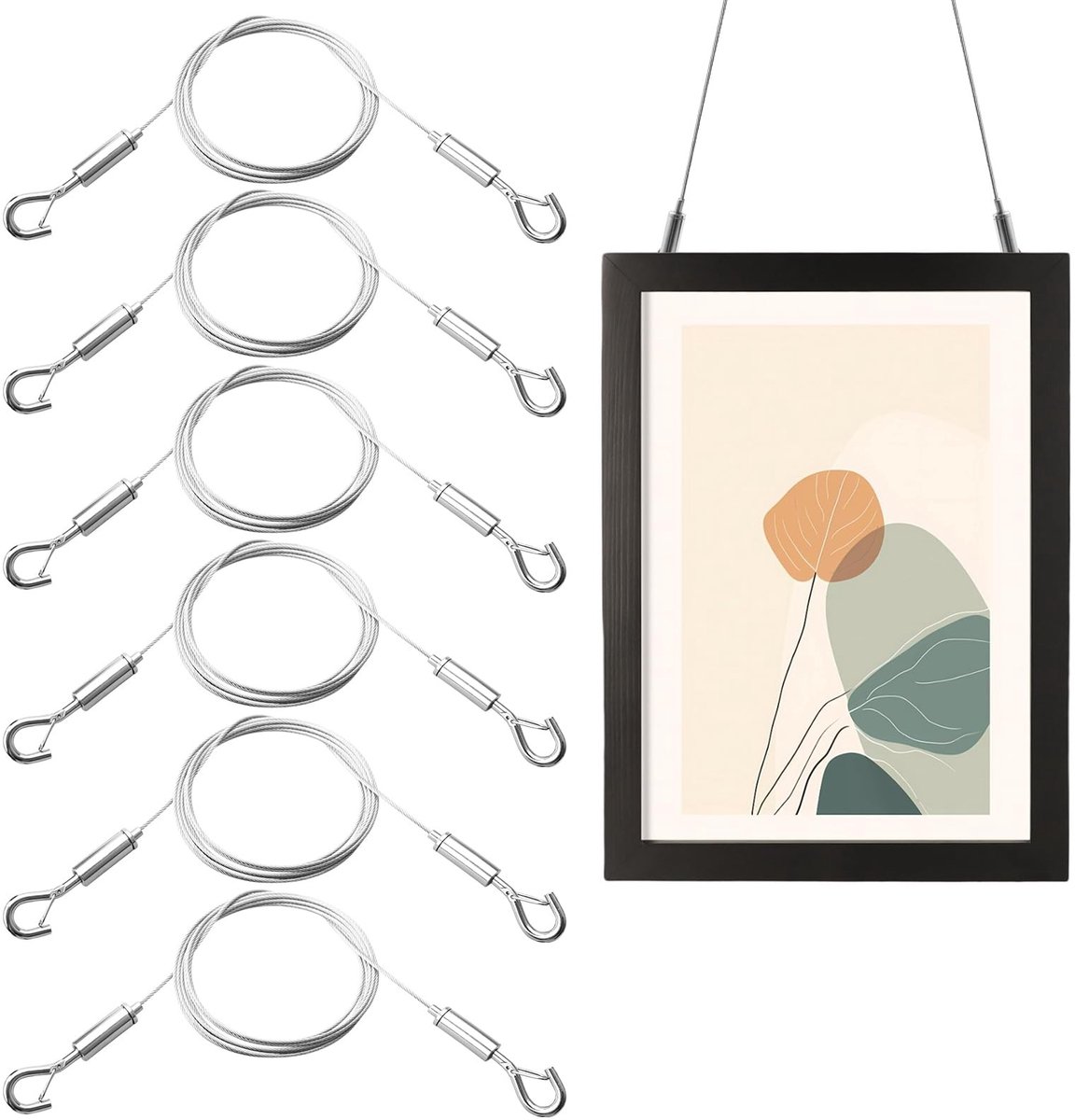 Elzusha - Verstelbare Stalen Kabel met Oogjes en Haken 2 m x 1.5 mm voor Ophangen