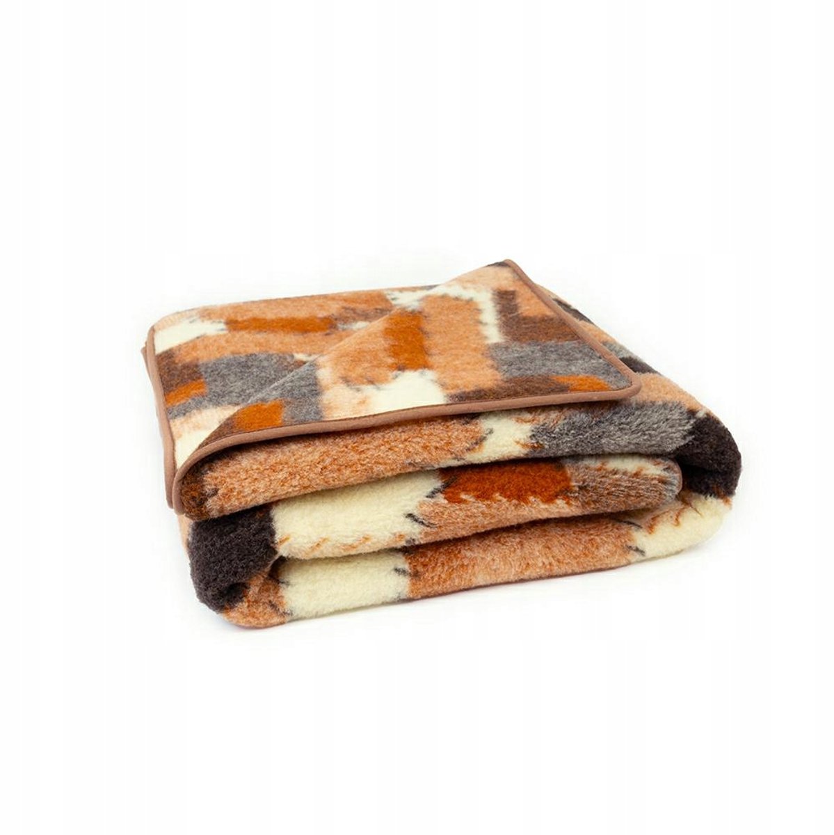 Merino Wol Deken 180x200cm - Beige Bruine Ruit