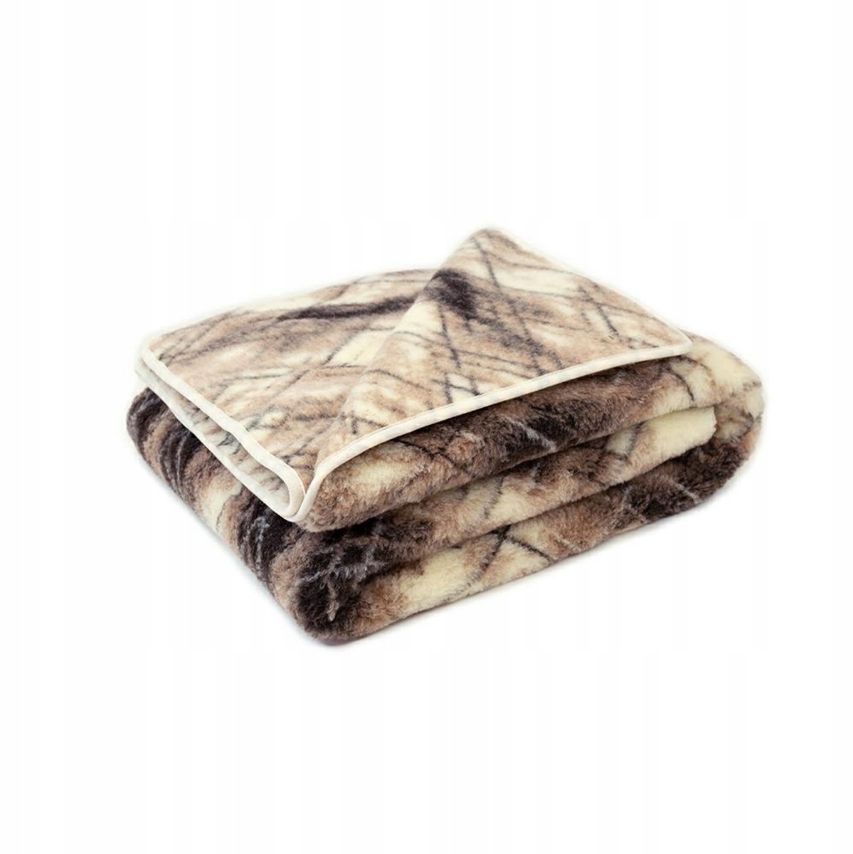 Merino Wol Plaid 100x150 cm - Beige Bruin Geruit