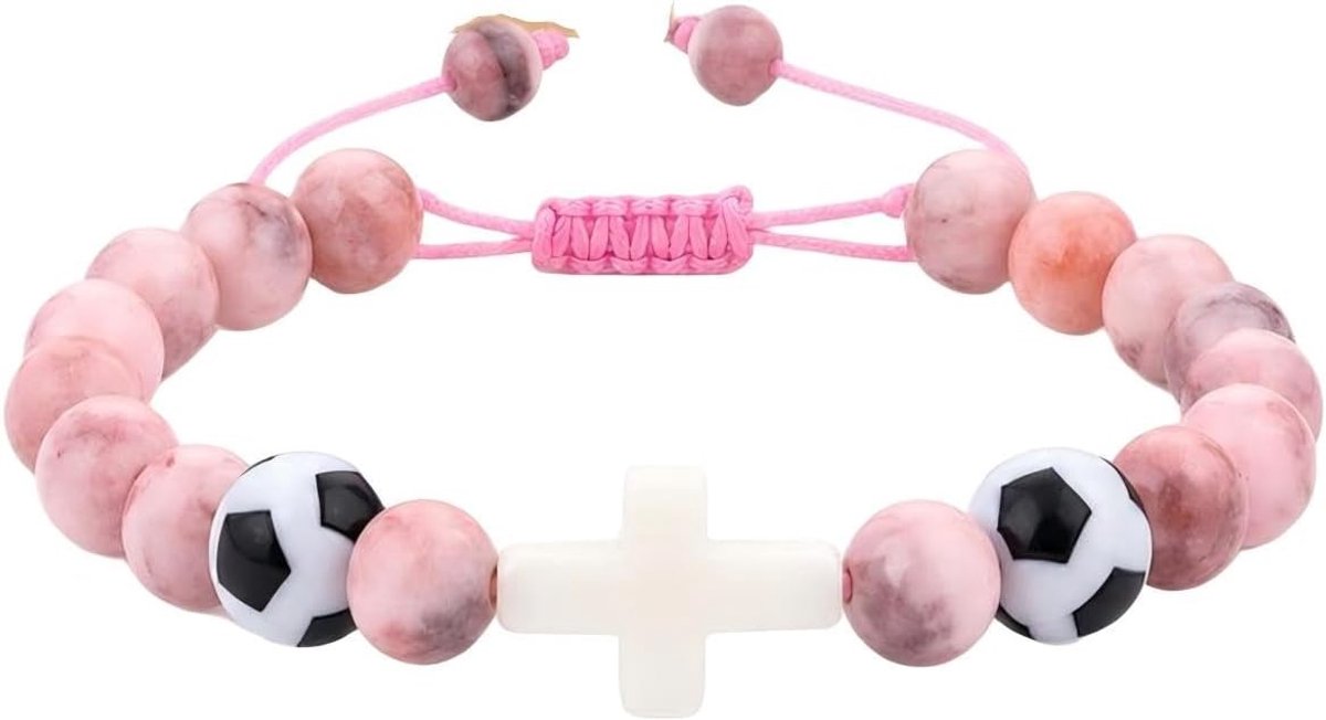 Voetbalaccessoireset met armband, inspirerende kaart en roze opbergdoos voor voetbalfans en -liefhebbers