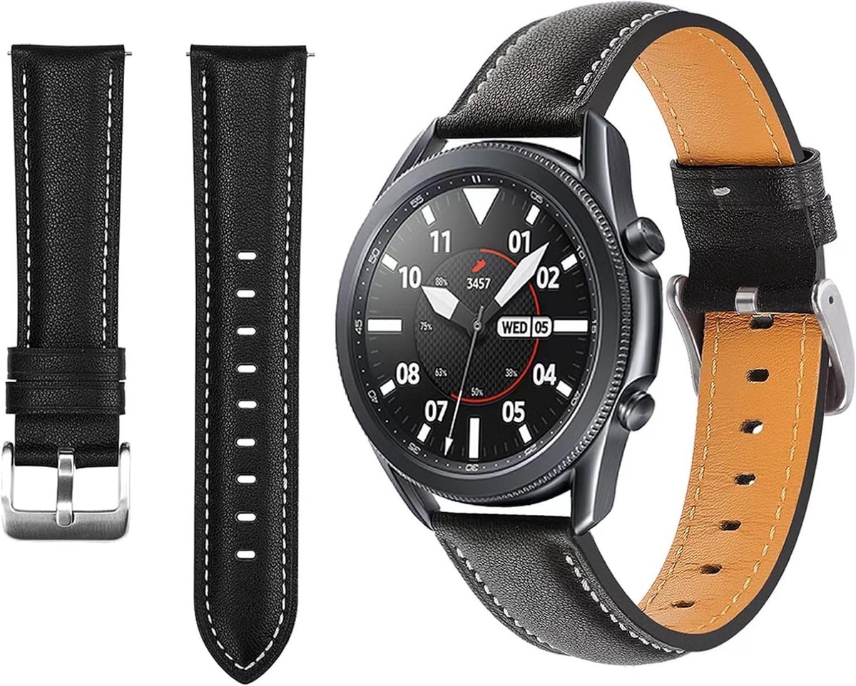 Hoogwaardige leren horlogeband voor 45 mm Galaxy Watch 3 en 46 mm Galaxy Watch, vervangende 22 mm band voor heren en dames, comfortabel en stijlvol accessoire voor smartwatch