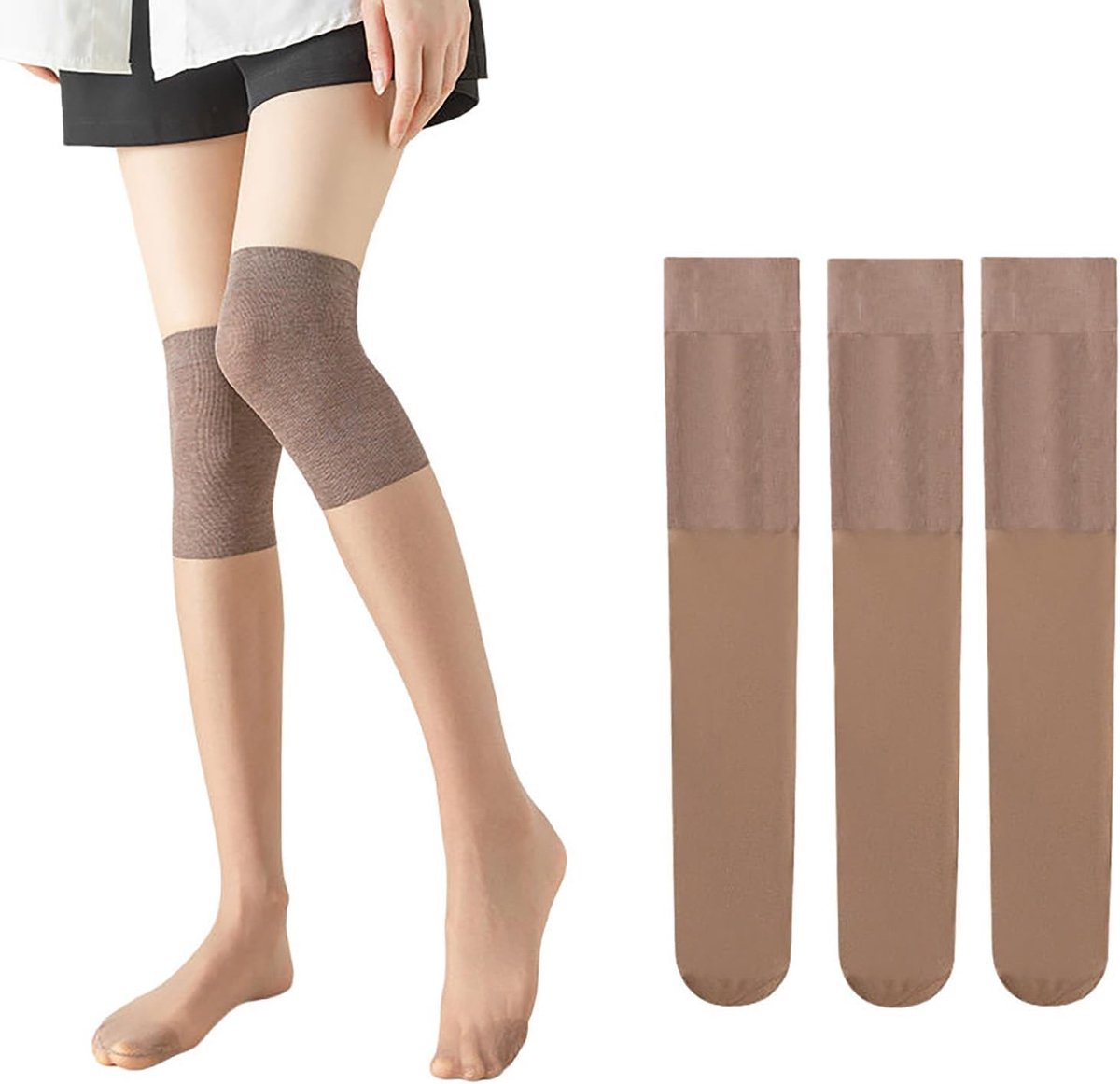 Overknee Kousen voor Dames - 3 Paar Sexy Transparante Nylon Tights, Warm en Modieus voor Elke Gelegenheid